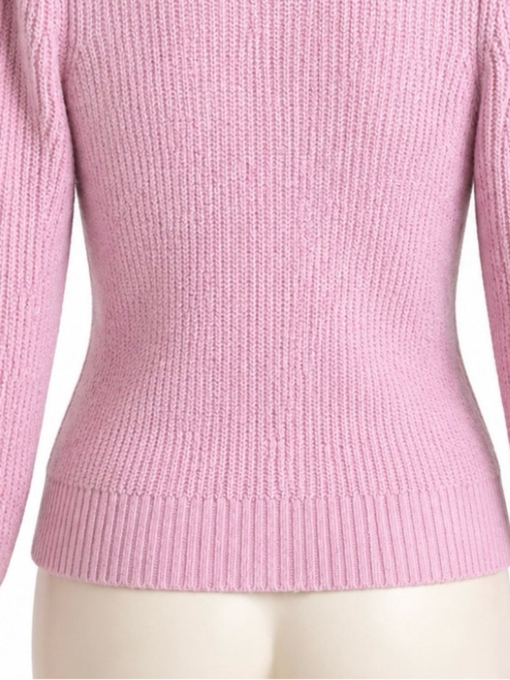 Crown & Ivy Pink Cable Knit Sweater Women’s Large Puff Sleeve Crewneck - Picture 8 of 10